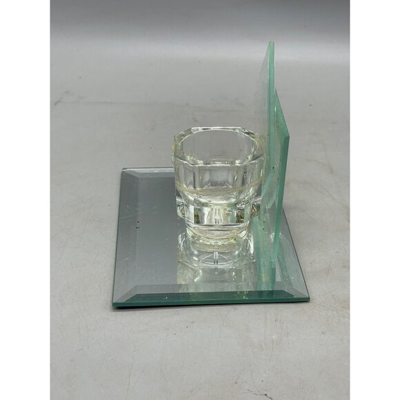 handmade candle holder mirror decor glass rectangle square 6x4" READ - Picture 2 of 6